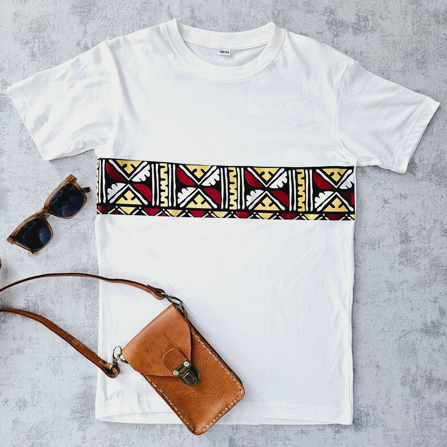 Africa Print Detailed T-Shirt | Ankara Detail and Pocket