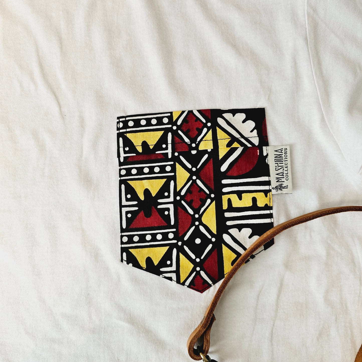 Africa Print Detailed T-Shirt | Ankara Detail and Pocket
