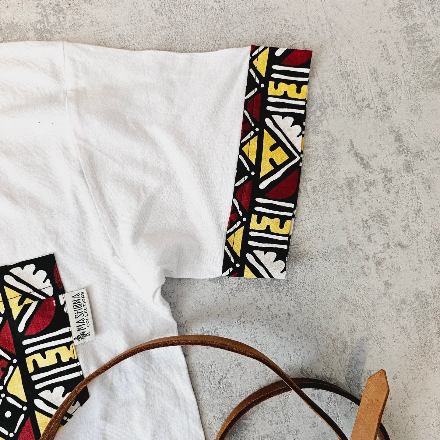 Africa Print Detailed T-Shirt | Ankara Detail and Pocket