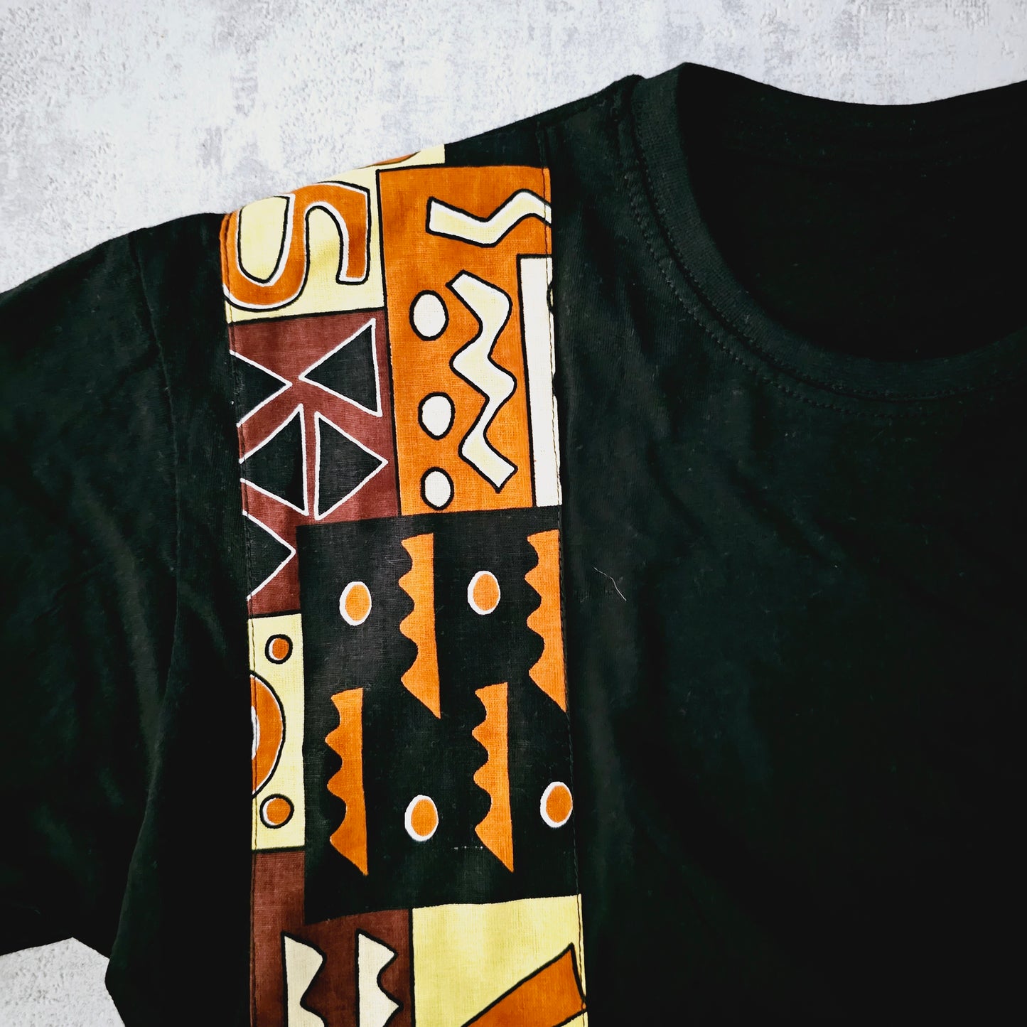 Africa Print Detailed T-Shirt | Ankara Detail and Pocket