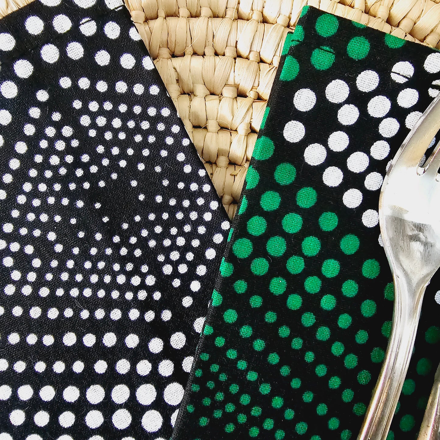 Set of 4 / 8 Napkins | 35x35cm | Black Mudcloth Print, Ankara Wax, 100% Cotton