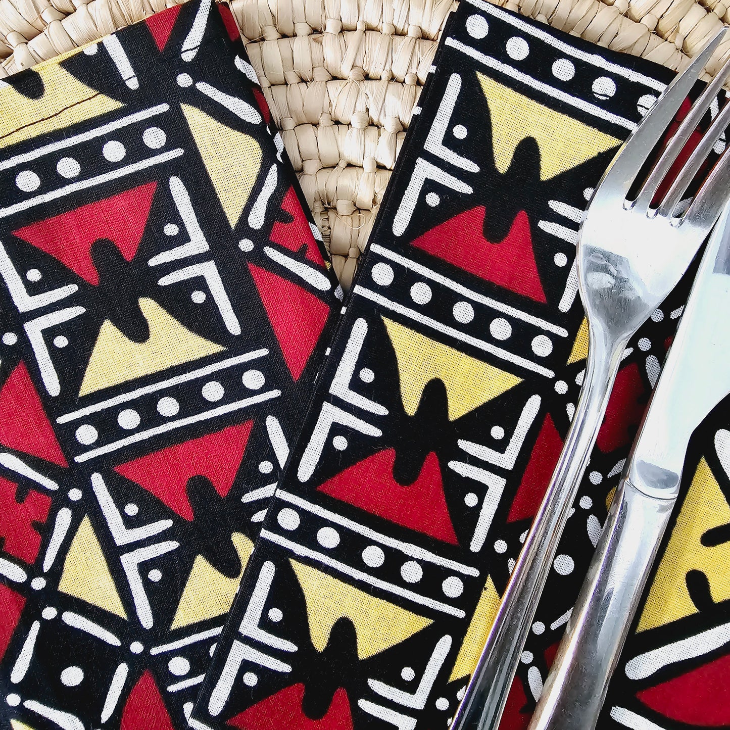 Set of 4 / 8 Napkins | 35x35cm | African Print, Ankara Wax, 100% Cotton
