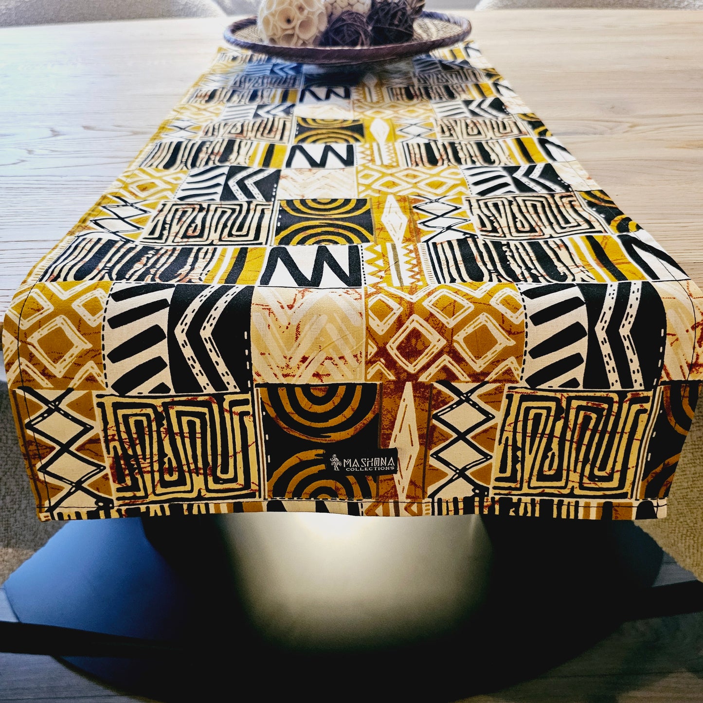Handmade Table Runner 160x35cm | 180x35 | 200x35cm | African Print "Mudcloth" Bogolan Inspired Print Made from 100% African Print Fabric