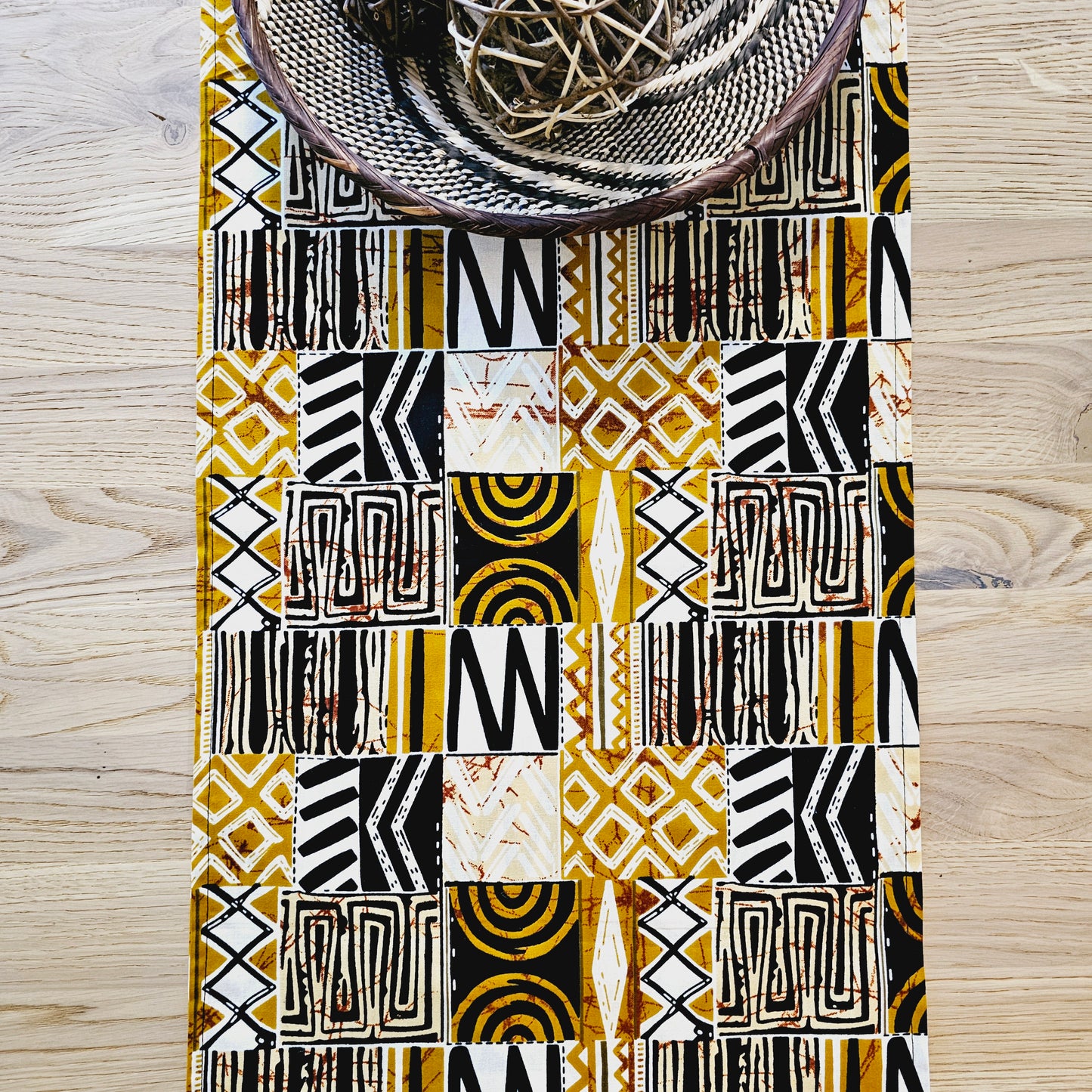 Handmade Table Runner 160x35cm | 180x35 | 200x35cm | African Print "Mudcloth" Bogolan Inspired Print Made from 100% African Print Fabric