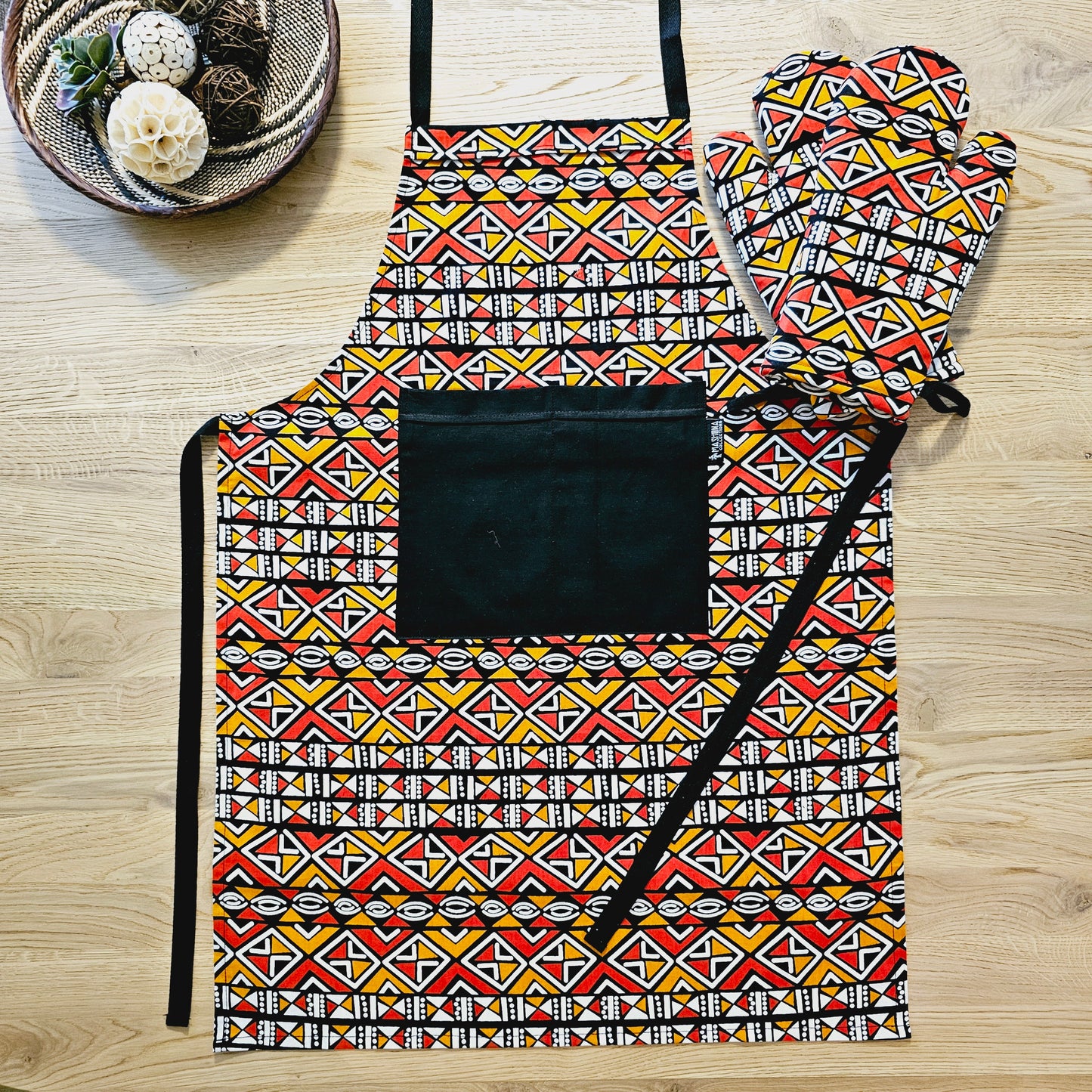 Handmade Apron and Matching Oven Gloves Set