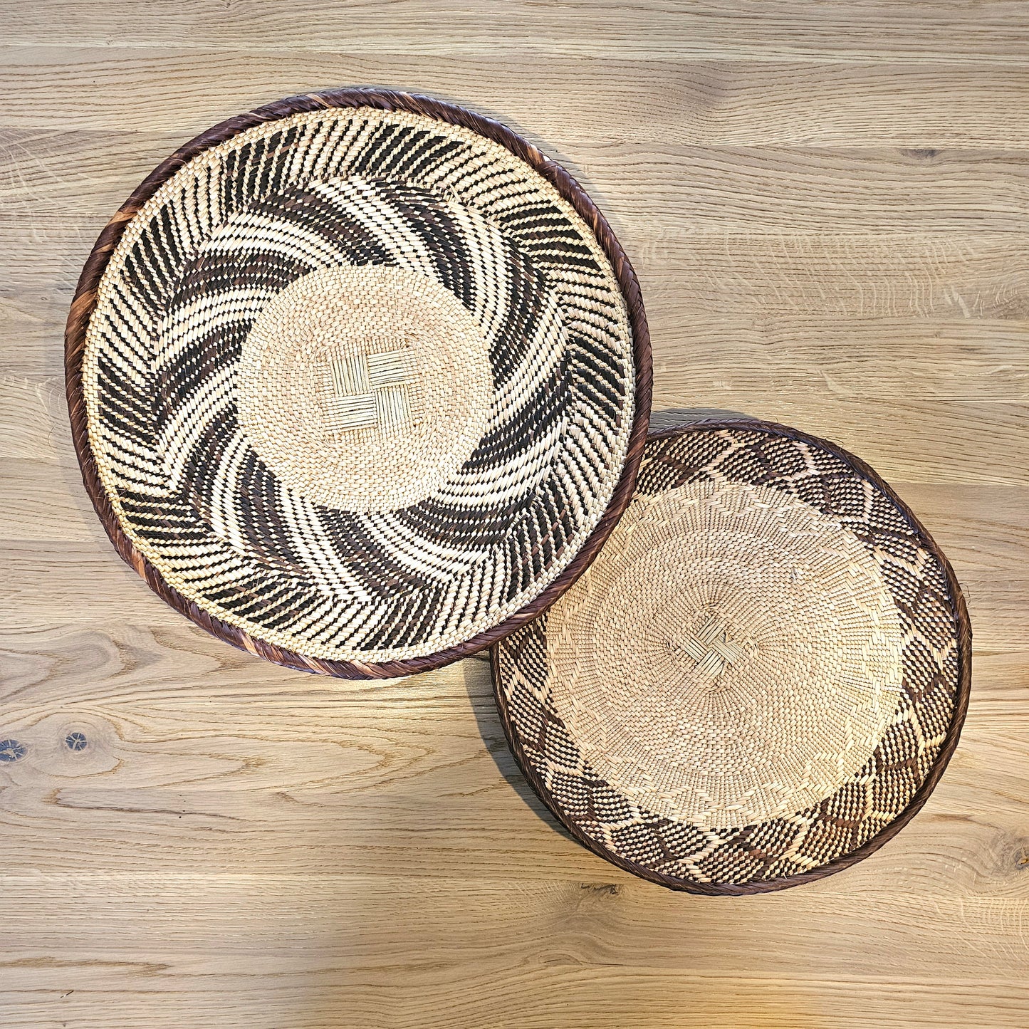 Set of 2 Handmade African Wall Baskets | Zimbabwe Baskets | Boho Wall Decor | 2C