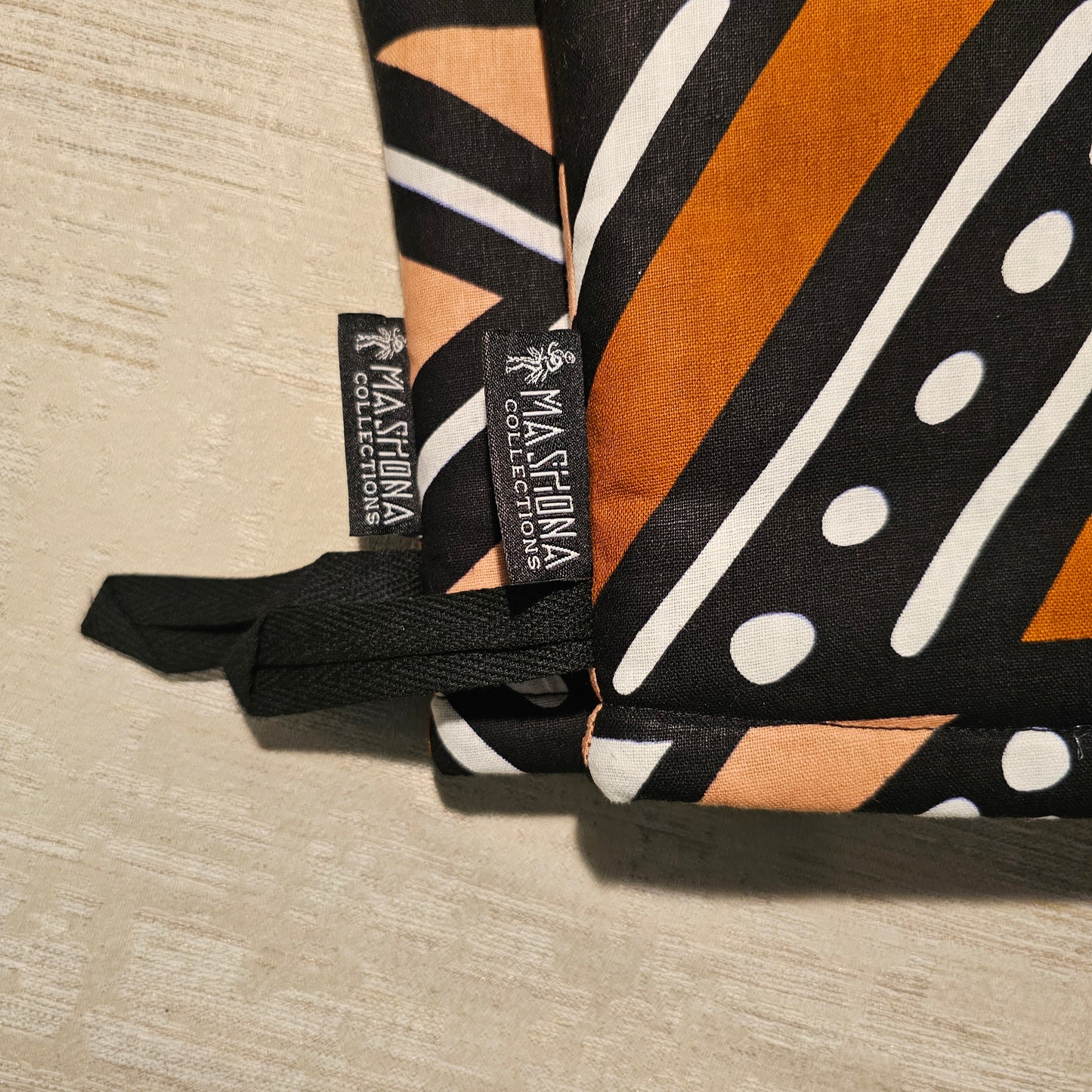Set of 2 Oven Gloves | Handmade "Mudcloth" Bogolan Print Inspired African Print
