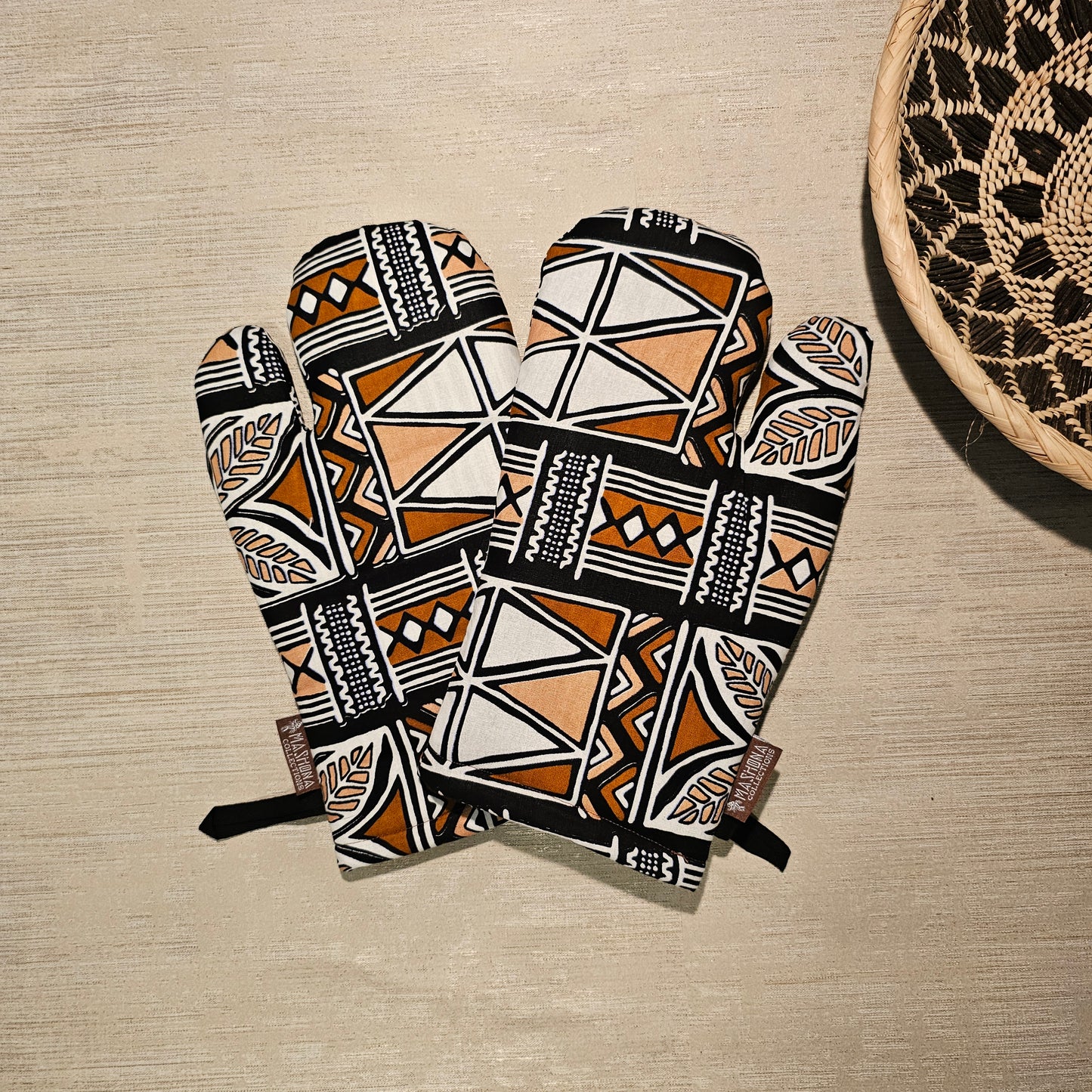 Handmade Apron and Matching Oven Gloves Set | 100% Cotton African Print Fabric