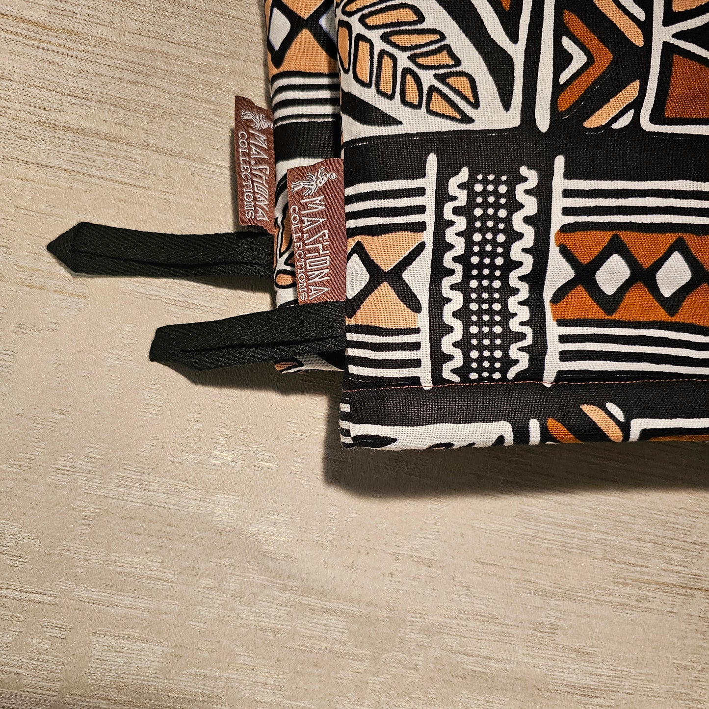 Set of 2 Oven Gloves Handmade "Mudcloth" Bogolan Print Inspired African Print