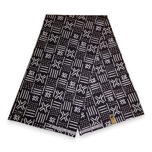 6 Yards | African Print "Mudcloth" Bogolan Inspired Print Fabric 100% Cotton | Ankara Fabric