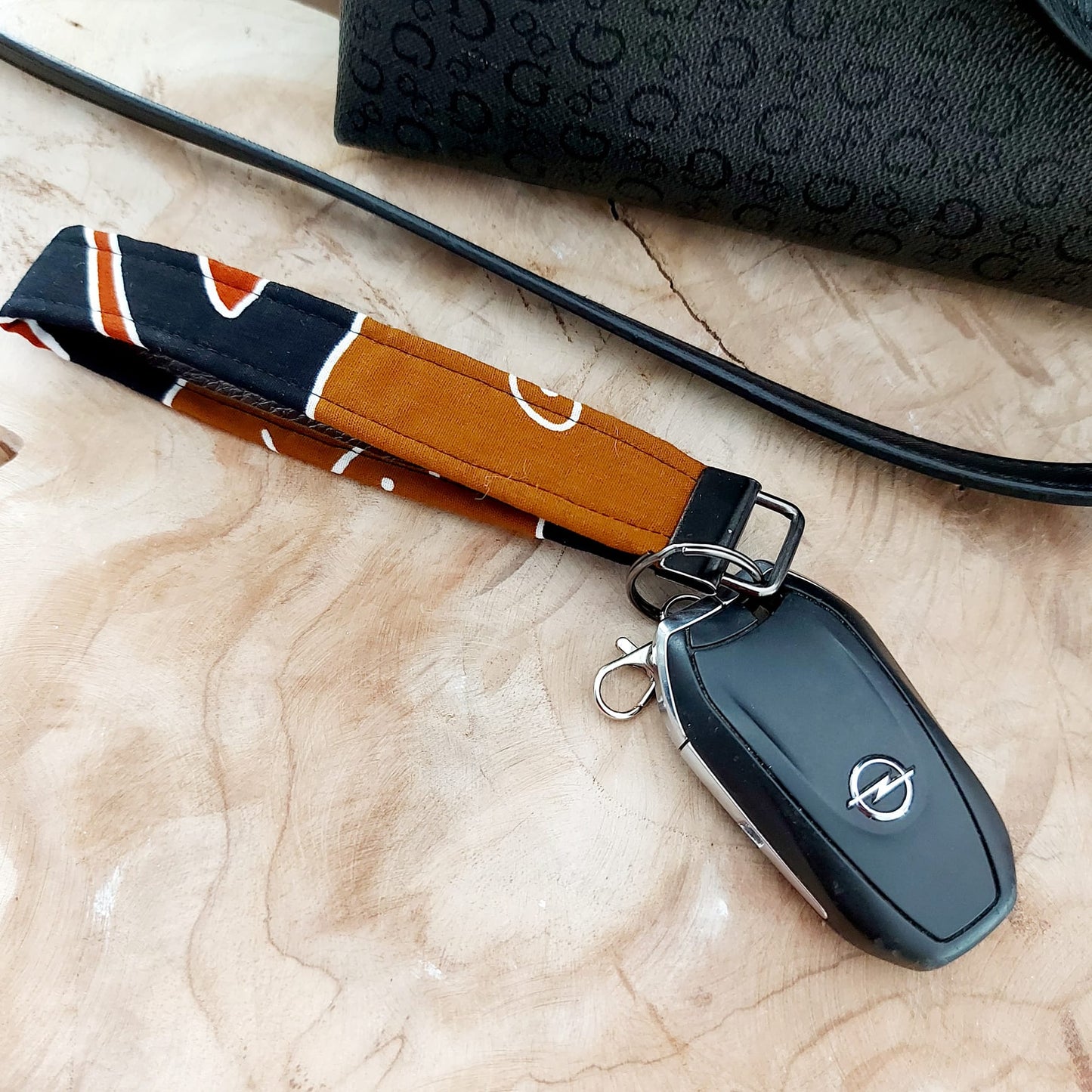 African Print and Leather Key Fob | Wristlet | Key Holder