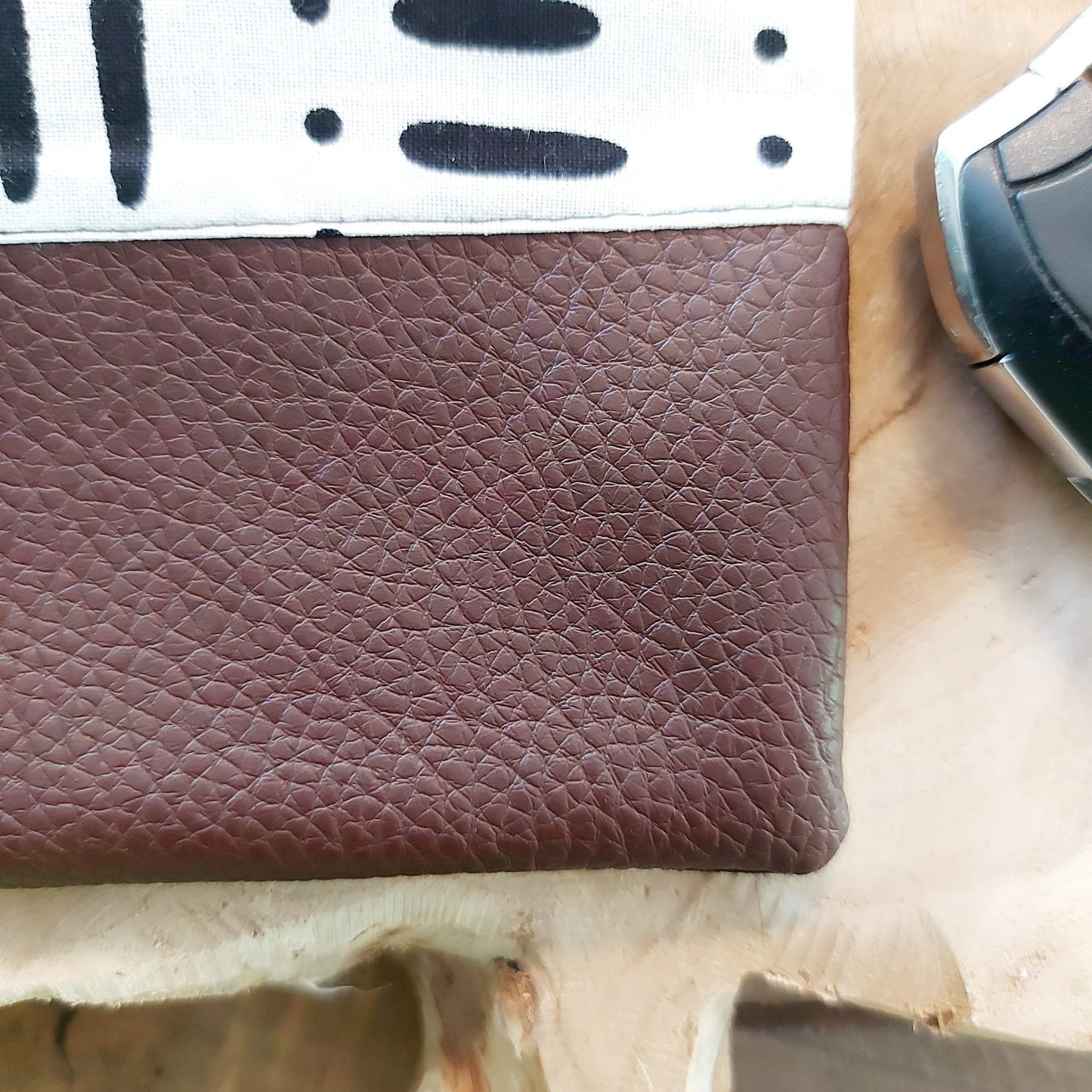 African Print Zipper Pouch | Make-up Bag | Pencil Case | Vegan Leather Detail