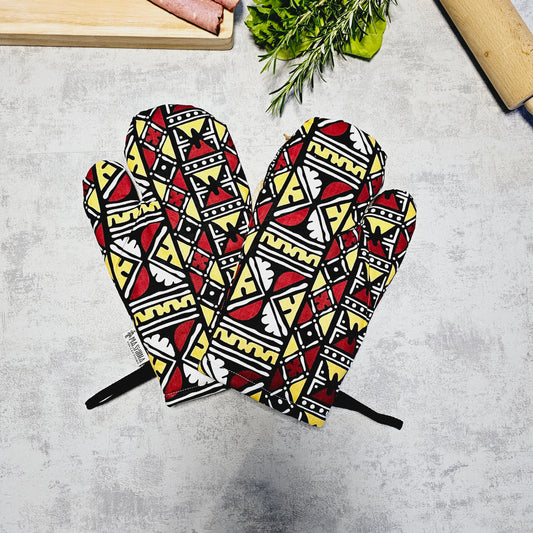 Set of 2 Oven Gloves | African Print 100% Cotton Fabric