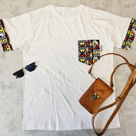 Africa Print Detailed T-Shirt | Ankara Detail and Pocket