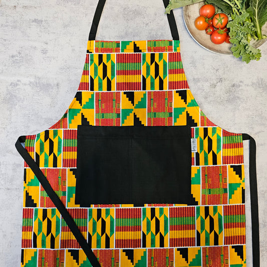 African Print Apron with Pocket | Handmade Kente Print