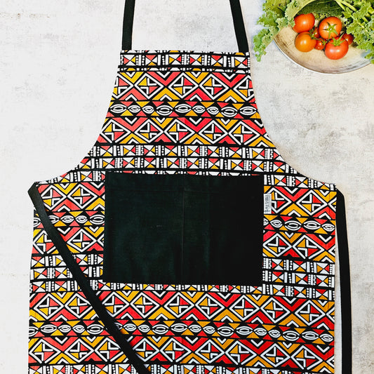 Handmade Bogolan Print | African Print Apron with Pocket