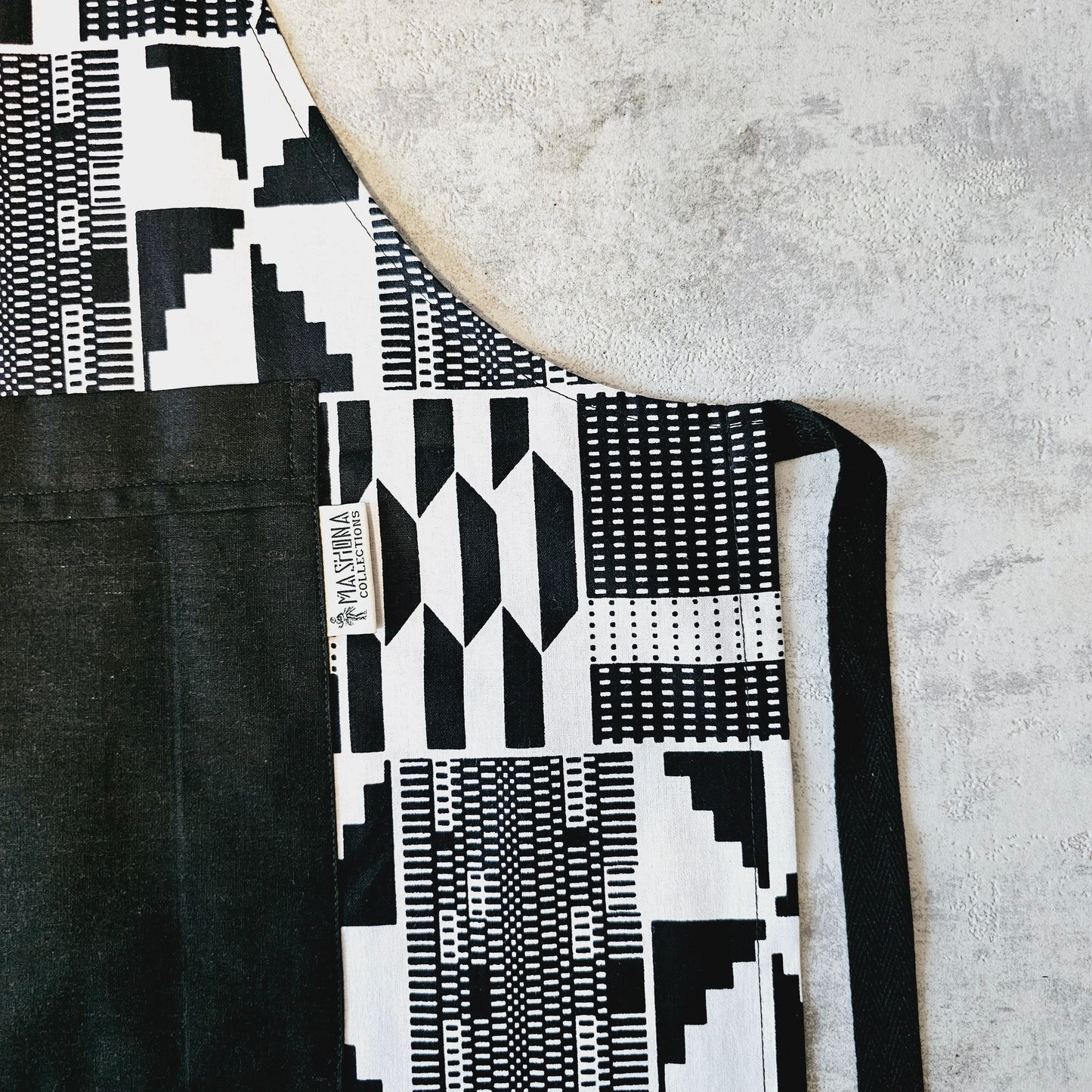 Handmade Kente Bogolan Print | African Print Apron with Pocket