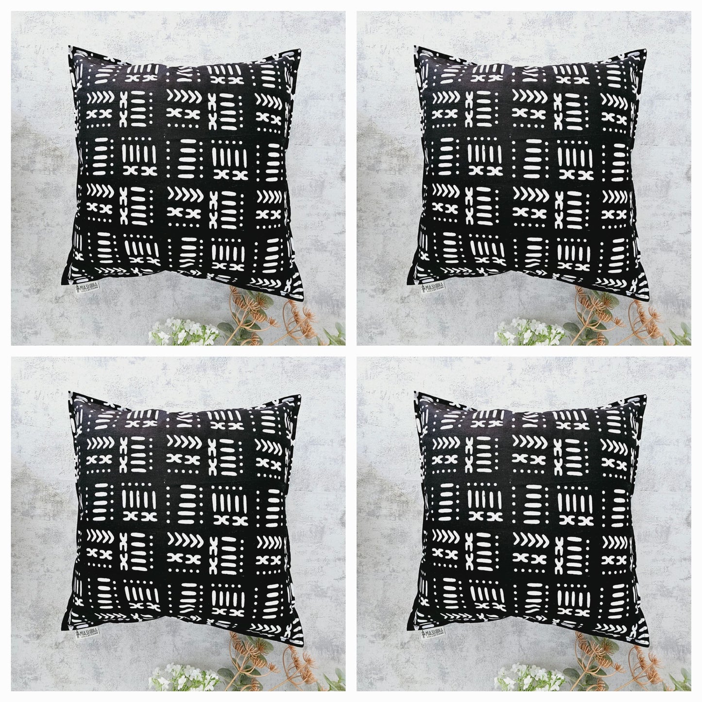 Set of 2 | 4 Cushion Covers |40x40cm | 100% Cotton Wax Ankara Fabric