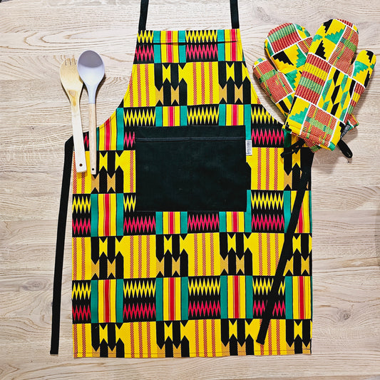 Handmade Apron and Matching Oven Gloves Set