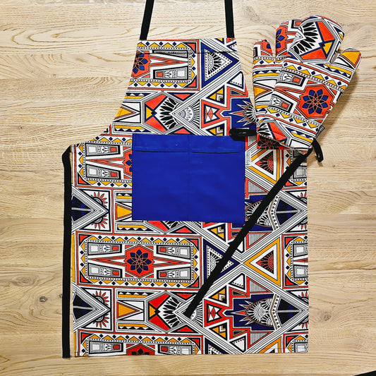 Handmade Apron and Matching Oven Gloves Set