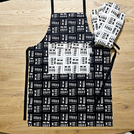Handmade Apron and Matching Oven Gloves Set