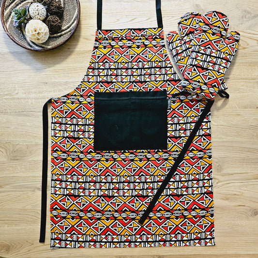 Handmade Apron and Matching Oven Gloves Set