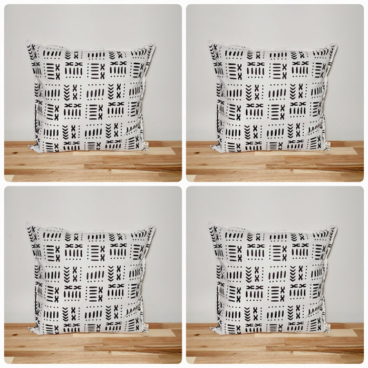 Set of 2 / 4 African Print | 40x40cm | Mudcloth Boho Cushion Cover 100% Cotton Wax Ankara Fabric