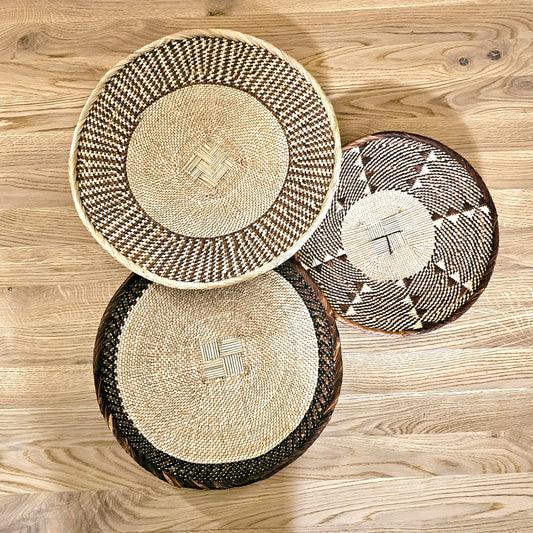 Set of 3 Handmade African Wall Baskets | Zimbabwe Baskets | Boho Wall Decor | 3A