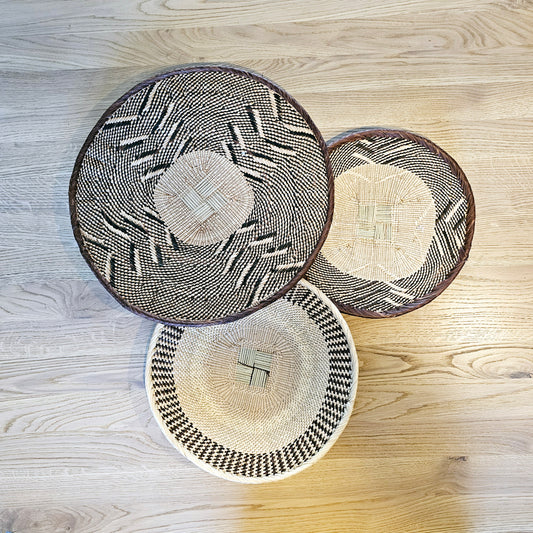 Set of 3 Handmade African Wall Baskets | Zimbabwe Baskets | Boho Wall Decor | 3B