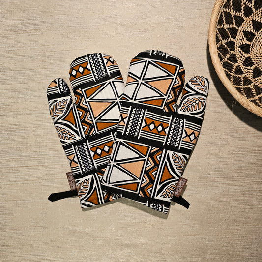 Handmade Apron and Matching Oven Gloves Set | 100% Cotton African Print Fabric