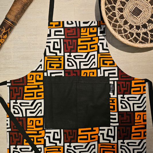 Handmade African Print Apron with Pocket | 100% Cotton Fabric