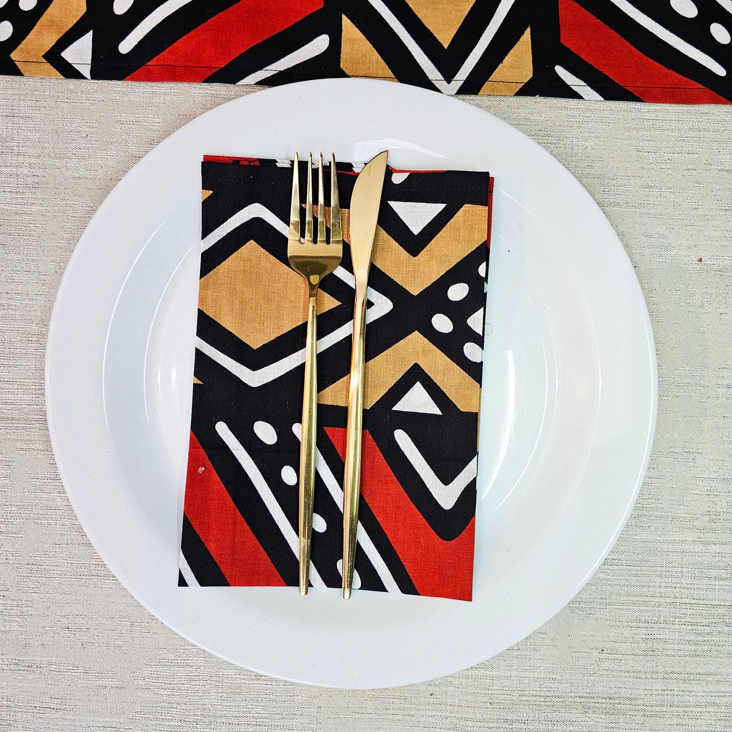 Table Runner and Set of 8 Napkins |  100% Cotton African Print Fabric