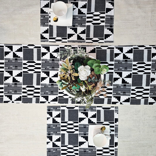 Table Runner and Set of 4 Placemats | 100% Cotton African Print Fabric
