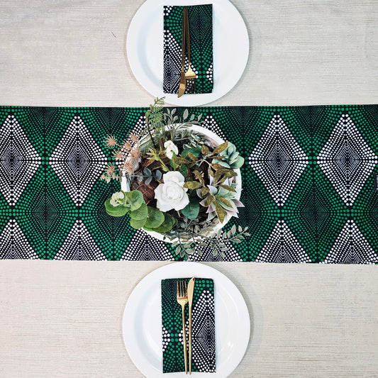 Table Runner and Set of 8 Napkins | 100% Cotton African Print Fabric