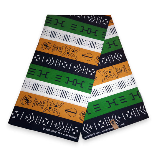 6 Yards | African Print "Mudcloth" Bogolan Inspired Print Fabric 100% Cotton | Ankara Fabric