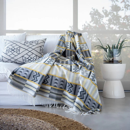 Throw Blanket | Ghana Kente Wild Dove Nugget Gold Throw | 150x165cm