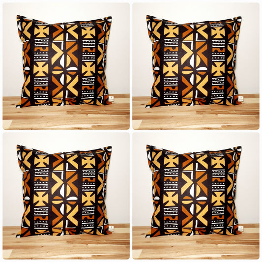 Set of 2 | 4 Cushion Covers |40x40cm | 100% Cotton Wax Ankara Fabric