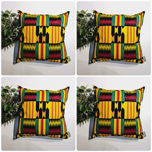 Set of 2 | 4 Cushion Covers | 40x40cm | 100% Cotton Wax Ankara Fabric