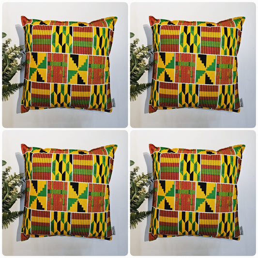 Set of 2 | 4 Cushion Covers |40x40cm | 100% Cotton Wax Ankara Fabric