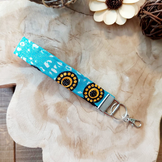 African Print and Leather Key Fob | Wristlet | Key Holder