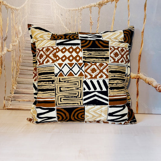 Set of 2 / 4 African Print | 40x40cm | Mudcloth Boho Cushion Cover 100% Cotton Wax Ankara Fabric